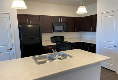 Modern kitchen interior in a senior living space