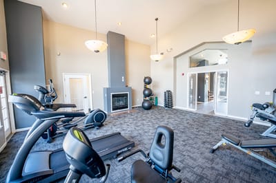 Interior of a fitness area with exercise equipment