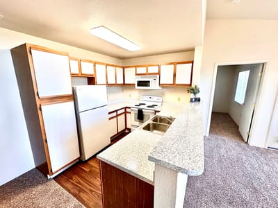 Interior view of a kitchen in a living space