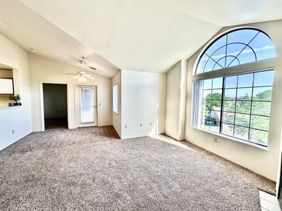 Bright and spacious interior room with large windows