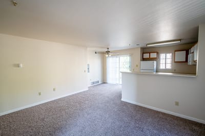 Bright, spacious interior of a living unit