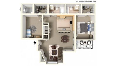 Architectural floor plan of a resident unit