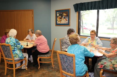 Residents enjoying an activity in a common area