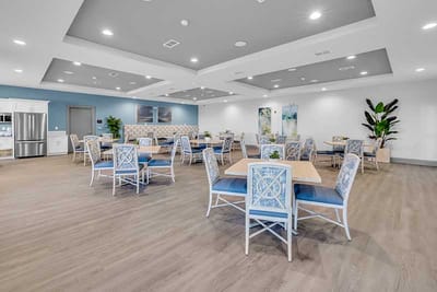 Bright dining area with wooden floors and modern decor