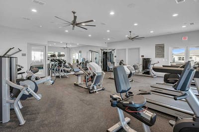 Interior fitness area with exercise equipment