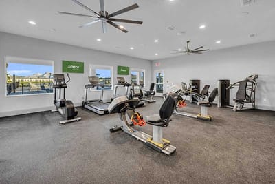 Well-equipped fitness room with exercise equipment