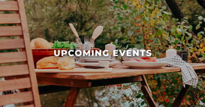 Outdoor dining setup with rustic decor