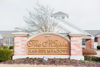 Entrance sign of The Maples at Har-Ber Meadows