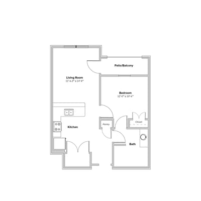 Architectural floor plan of a resident unit