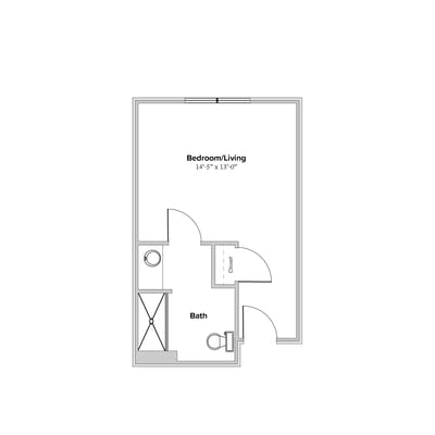 Architectural floor plan of a resident unit