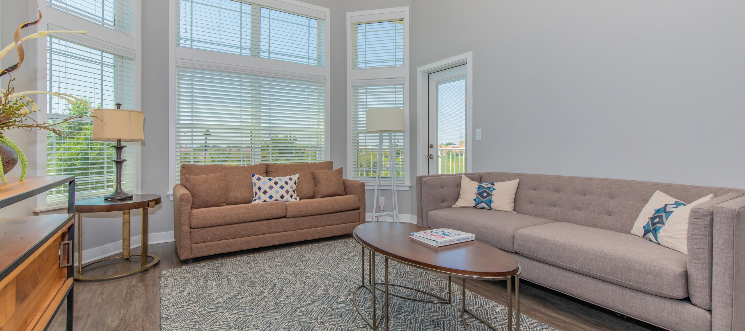 Comfortable lounge area with modern furniture and natural light