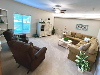 Cozy common area with comfortable seating and decor