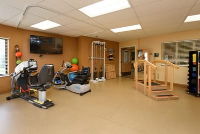 Interior of a fitness area with equipment