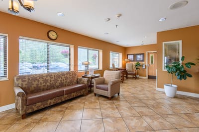 Interior view of a common area in a senior living facility