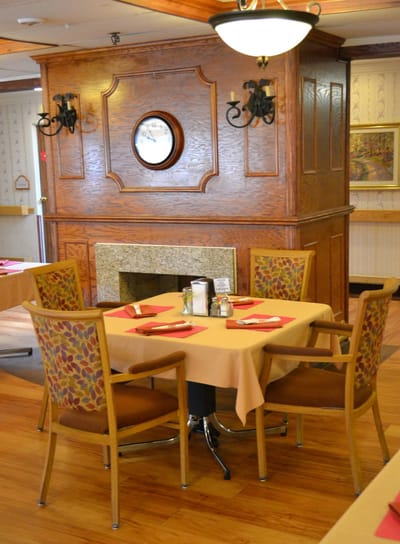 Dining area with tables and chairs setup