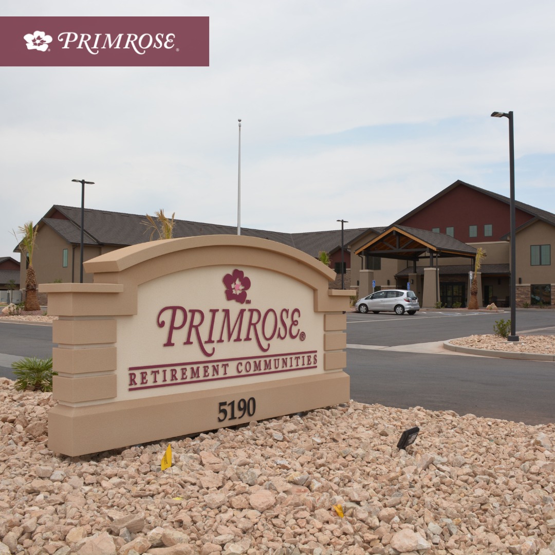The building entrance and signage of Primrose Retirement Community