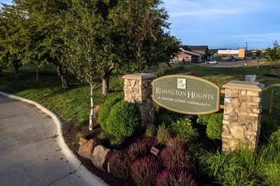 Entrance sign for Remington Heights Retirement Community