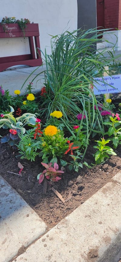 Colorful flower garden at Margaret's Place