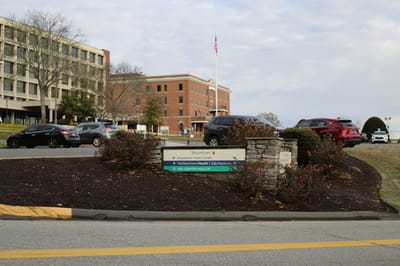 Entrance area of Masonic Healthcare Center with signage