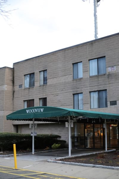 Exterior view of the Woodview facility entrance