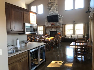 Interior dining area with modern furnishings and decor