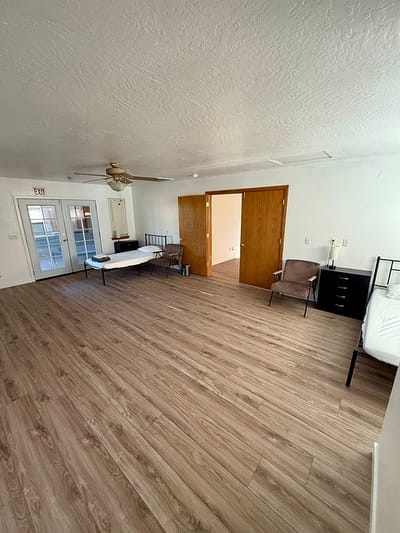 Spacious interior of a resident room