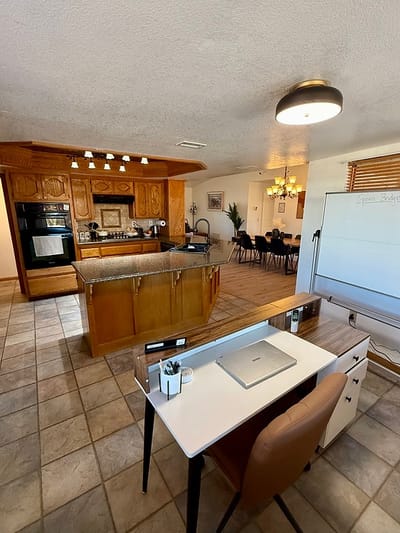 Interior view of a kitchen area in a senior living facility