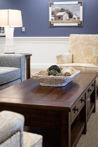 Cozy lounge area with comfortable seating and decor