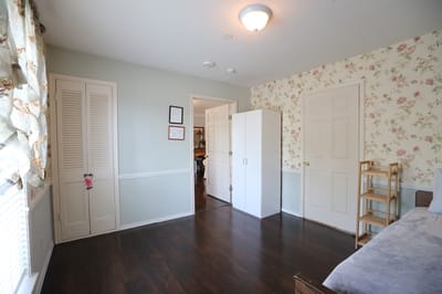 Interior of a private resident room with floral decor