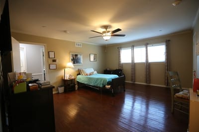 Interior view of a resident room with a bed and furniture