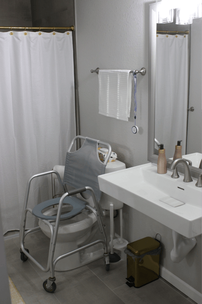Accessible bathroom with safety features