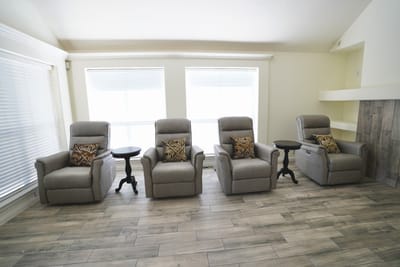 Comfortable seating in a well-lit common area