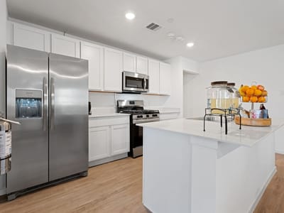 Modern kitchen interior with stainless steel appliances