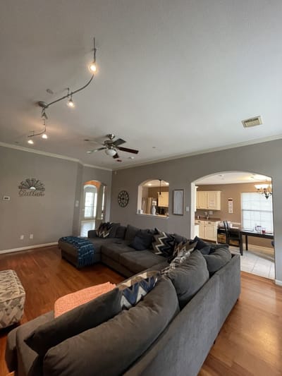 Cozy common area with seating and natural light