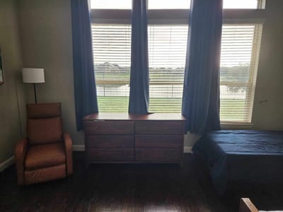Private resident room with a view and furnishings