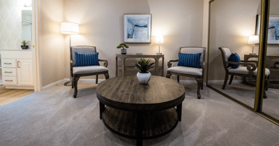 Cozy sitting area in a resident room