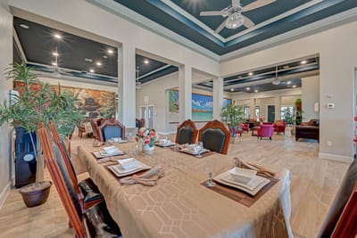 Elegant dining area set up for a meal