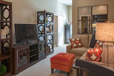 Cozy living room area with seating and decor