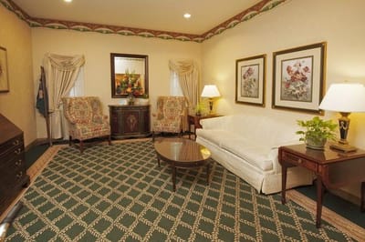 Comfortable common area with seating and decor