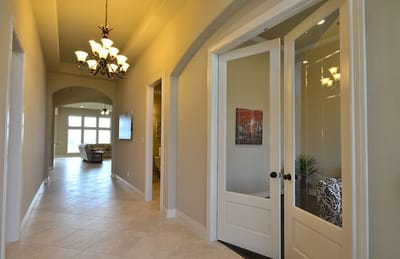 Interior hallway of a senior living facility