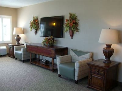 Cozy common area with seating and decor