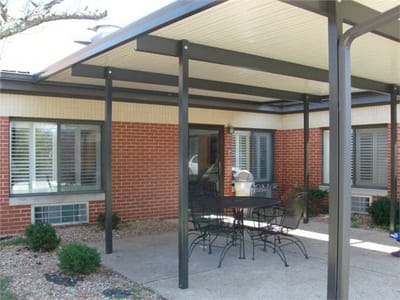 Outdoor seating area with shaded patio