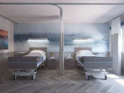 A well-designed private resident room with two beds