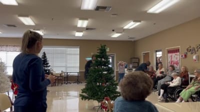 Residents celebrating during a holiday event.