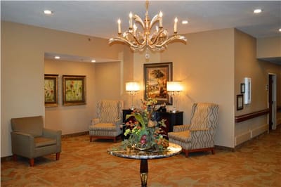Interior of a welcoming common area with seating