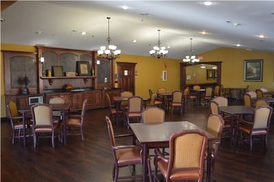 Interior dining area with tables and chairs