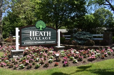 Outdoor sign for Heath Village retirement community