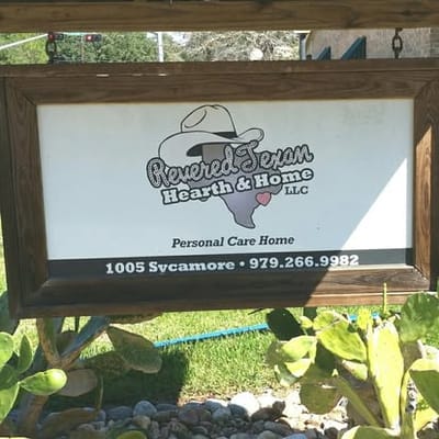 Facility sign for Revered Texan Hearth & Home