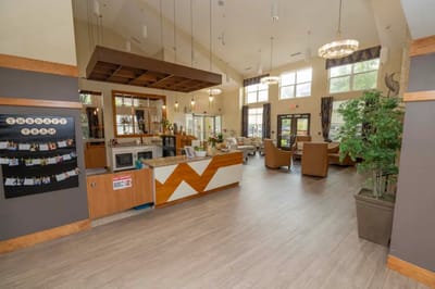 Bright interior view of the facility's common area