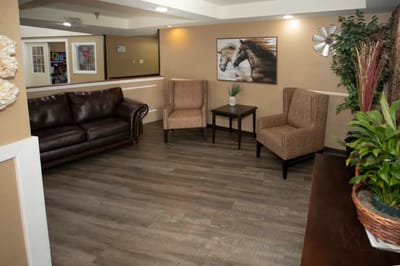 Cozy common area with seating and decor